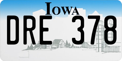 IA license plate DRE378