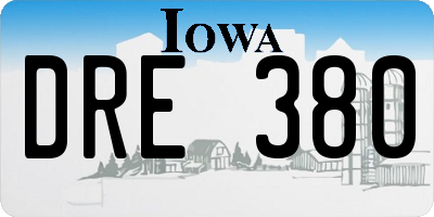 IA license plate DRE380