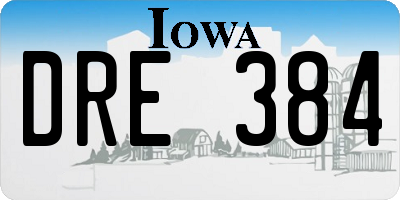 IA license plate DRE384