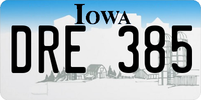 IA license plate DRE385