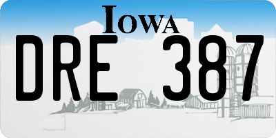IA license plate DRE387