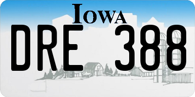 IA license plate DRE388
