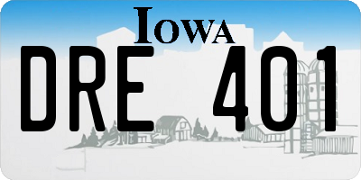 IA license plate DRE401