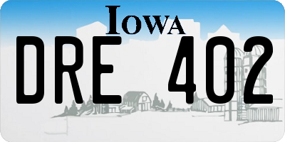 IA license plate DRE402