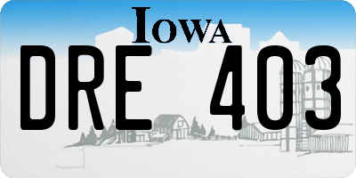 IA license plate DRE403