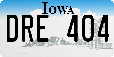 IA license plate DRE404