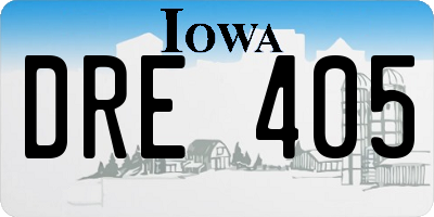 IA license plate DRE405