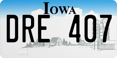 IA license plate DRE407