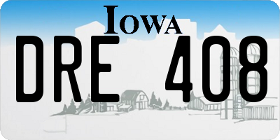 IA license plate DRE408