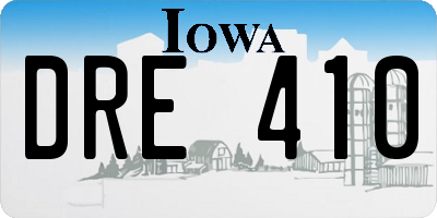 IA license plate DRE410