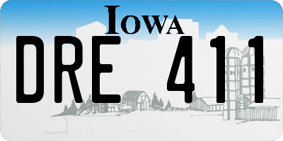 IA license plate DRE411