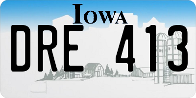 IA license plate DRE413