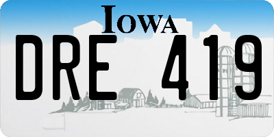 IA license plate DRE419