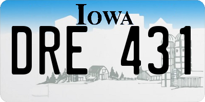 IA license plate DRE431