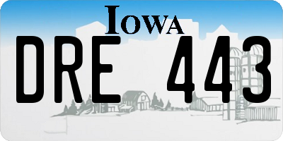 IA license plate DRE443