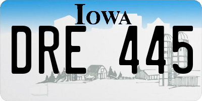 IA license plate DRE445