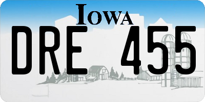 IA license plate DRE455
