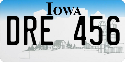 IA license plate DRE456