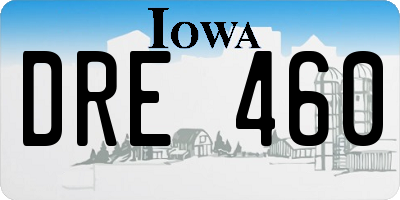 IA license plate DRE460