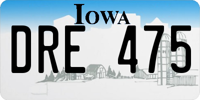 IA license plate DRE475