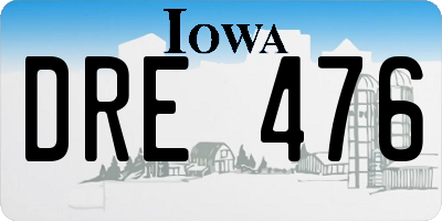 IA license plate DRE476