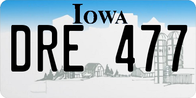IA license plate DRE477