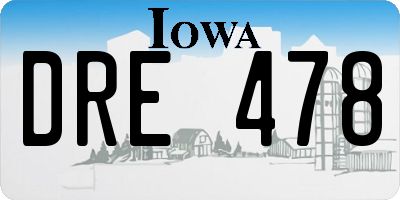 IA license plate DRE478