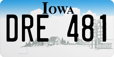 IA license plate DRE481
