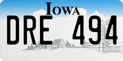 IA license plate DRE494
