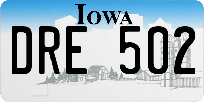 IA license plate DRE502