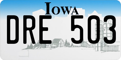 IA license plate DRE503