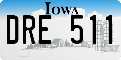 IA license plate DRE511