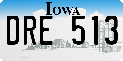 IA license plate DRE513