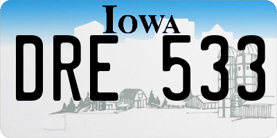 IA license plate DRE533