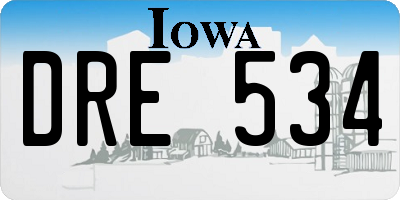 IA license plate DRE534