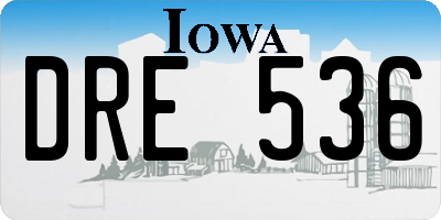 IA license plate DRE536