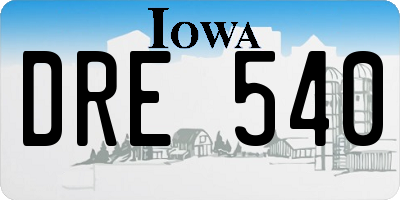 IA license plate DRE540
