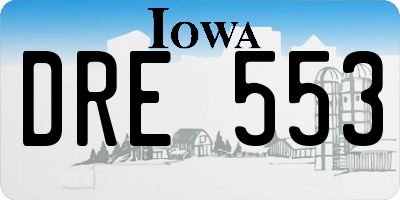 IA license plate DRE553