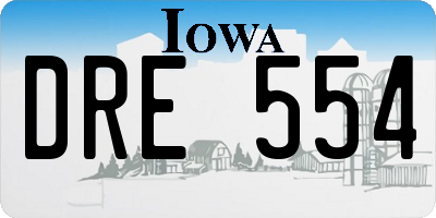 IA license plate DRE554
