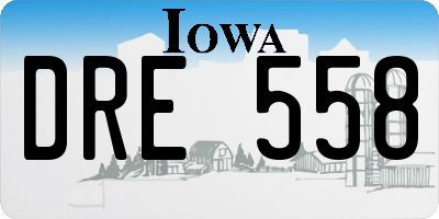 IA license plate DRE558