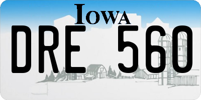 IA license plate DRE560