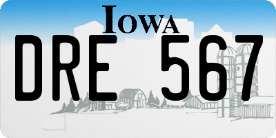 IA license plate DRE567
