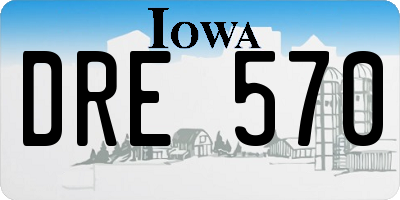 IA license plate DRE570