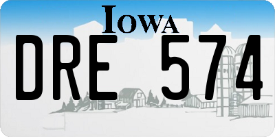 IA license plate DRE574