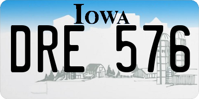 IA license plate DRE576