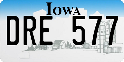 IA license plate DRE577