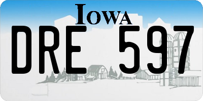 IA license plate DRE597