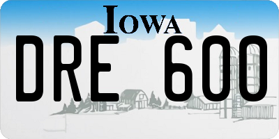 IA license plate DRE600