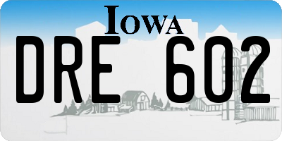 IA license plate DRE602