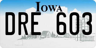 IA license plate DRE603